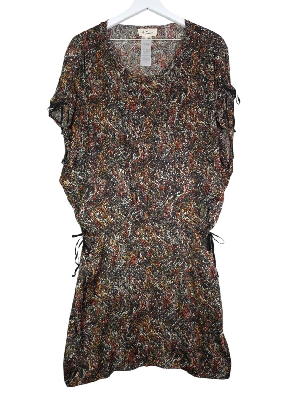 ISABEL MARANT ETOILE Marbled Silk Mini Dress with Drawstring Waist